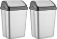 Merkloos / Sans marque Prullenbak - 2x stuks - 50 liter - kunststof - zilver met zwart - L41,5 x B33,5 x H65 cm - kantoor