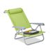 Relaxdays ligstoel klapbaar, nekkussen, flessenopenener, verstelbare armeluening, 120 kg, kunststof, staal, groen