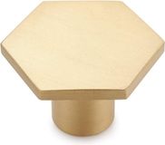 Merkloos / Sans marque Set of 10 Solid Brass Cabinet Knobs - Gold Hexagon 34mm