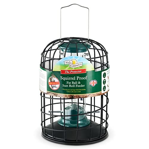 Harrison's Bird Foods Walter Harrison's Wild Bird Feed Protector Squirrel Proof Hanging Fat Ball and Suet Roll Feeder, Grey, 20 cm