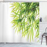 ABAKUHAUS Bamboe Douchegordijn, Bamboo Leaf Peace, 175 x 220 cm, Groen Wit