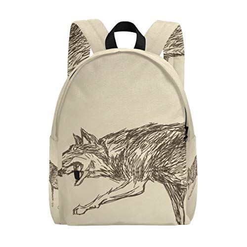 MONTOJ Animal Wolf Howling Weven Reistas Campus Rugzak Eén maat 6