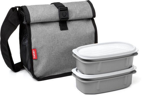 tatay Koeltas grijs inclusief 2 lunch boxen / lunchbox / foodbag / coolbag / lunchbag / relatiegeschenk