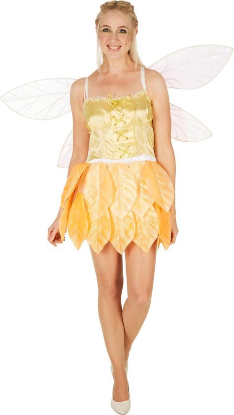 Tectake dressforfun - Vrouwenkostuum bladerfee gouden bloem S - verkleedkleding kostuum halloween verkleden feestkleding carnavalskleding carnaval feestkledij partykleding - 301155