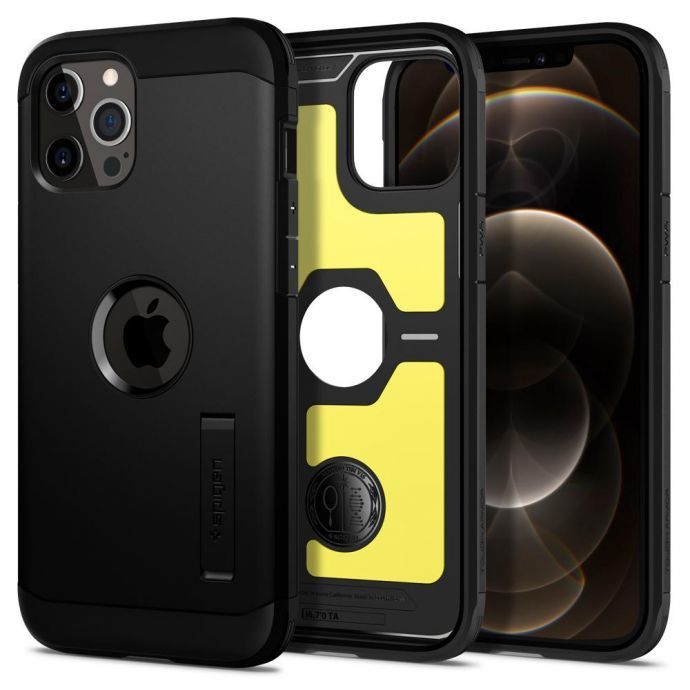 Spigen Tough Armor Backcover iPhone 12 (Pro) hoesje - Zwart