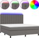 vidaXL Boxspringbed met matras en LED-verlichting, grijs, 160x200 cm, kunstleer