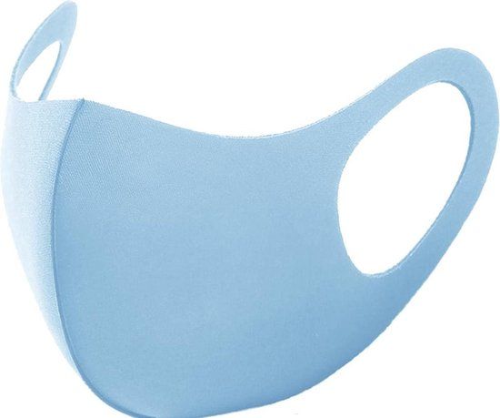 Wasbaar Mondkapje Blauw - Wasbaar Mondmasker - Unisex - Lichtblauw - Nylon
