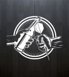 Bull's Dartkabinet - Bier & Darts Print - Zwart Wit