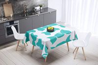 Bonamaison Tafelkleed, Anti-Mold, Sneldrogend, Waterdicht, 100% Polyester Tafellaken, Turkoois, wit, 140 x 140 Cm