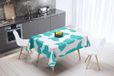 Bonamaison Tafelkleed, Anti-Mold, Sneldrogend, Waterdicht, 100% Polyester Tafellaken, Turkoois, wit, 140 x 140 Cm