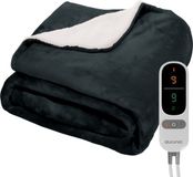 Auronic Elektrische Deken - 180 x 130 cm - 1 Persoons Warmtedeken - 3 Warmte en Timerstanden - Verwarmingsdeken - Fleece - Antraciet