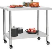 VidaXL Keukenwerktafel met wielen 100x60x85 cm roestvrij staal