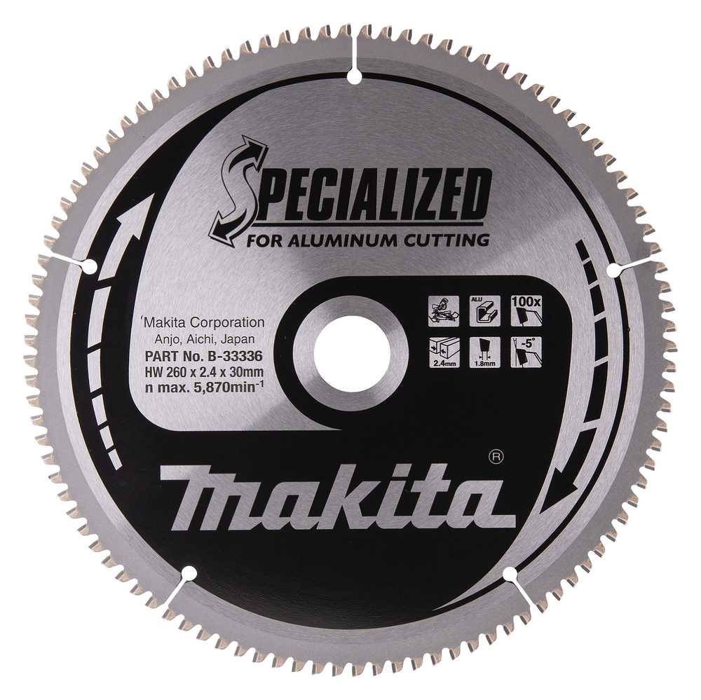 Makita Makita B-33336 Cirkelzaagblad - TCT - 260x30mm 100T - Aluminium