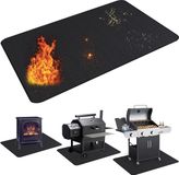 UBeesize Tapis de grill, protection de sol, 107 x 152 cm, sous-tapis ignifuge, tapis de cheminée, tapis de grill, tapis de protection de sol, résistant à l'huile, imperméable, antidérapant, tapis de barbecue d'extérieur, barbecue, Noir, Rectangle, Polyester