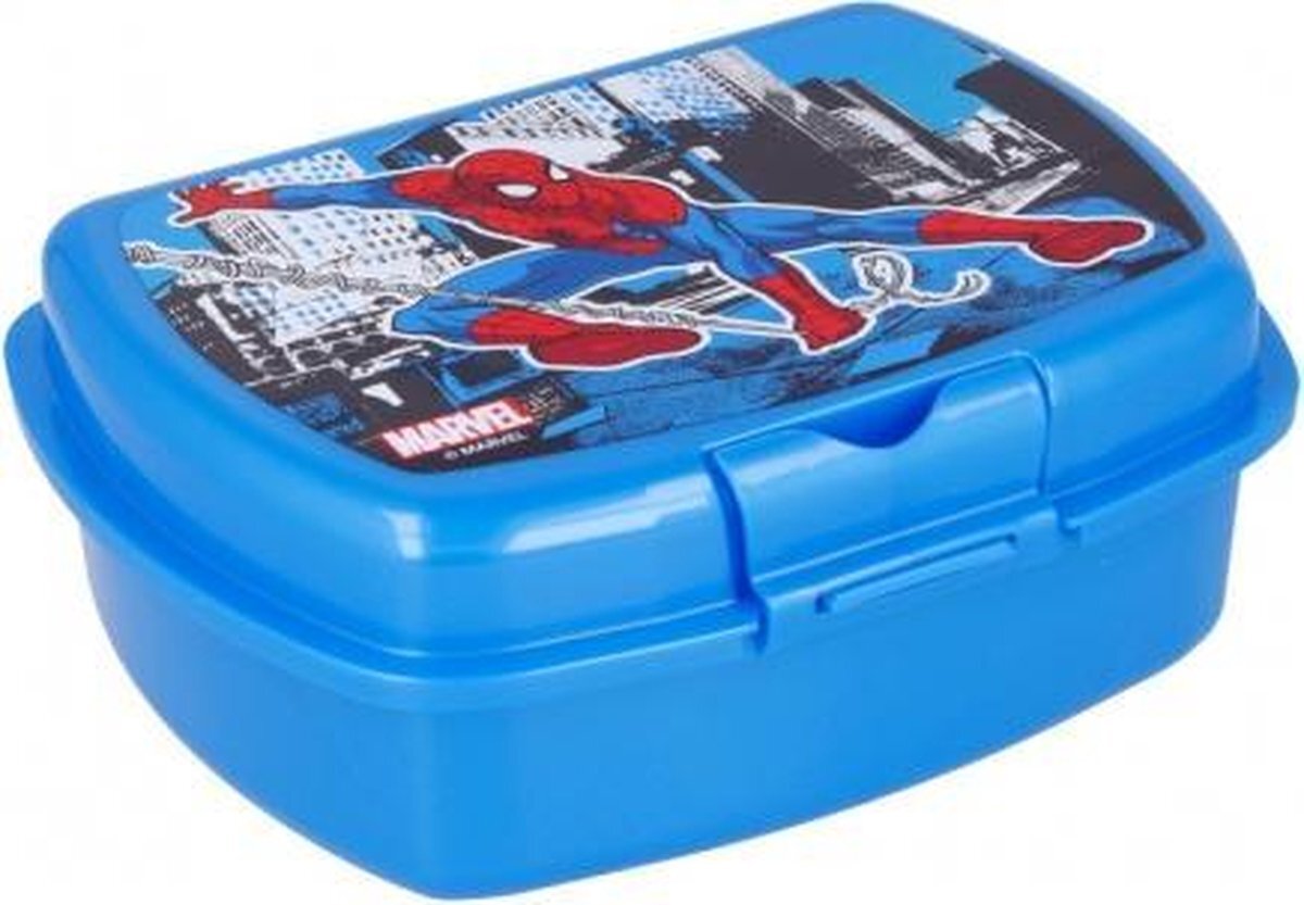 Stor S.L. Spiderman broodtrommel - blauw - Marvel Spider-Man lunchbox