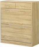 HOMCOM Schoenenkast - Spaanplaat - Eikenhout - 80x30x91,5cm