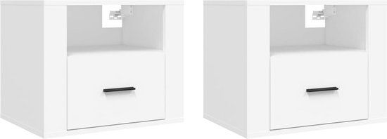 vidaXL Nachtkastjes - Set van 2 - Wandgemonteerd - Wit