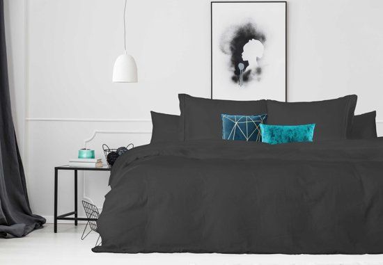 Elegance Dekbedovertrek - Uni Percal katoen - antraciet - 240x200/220
