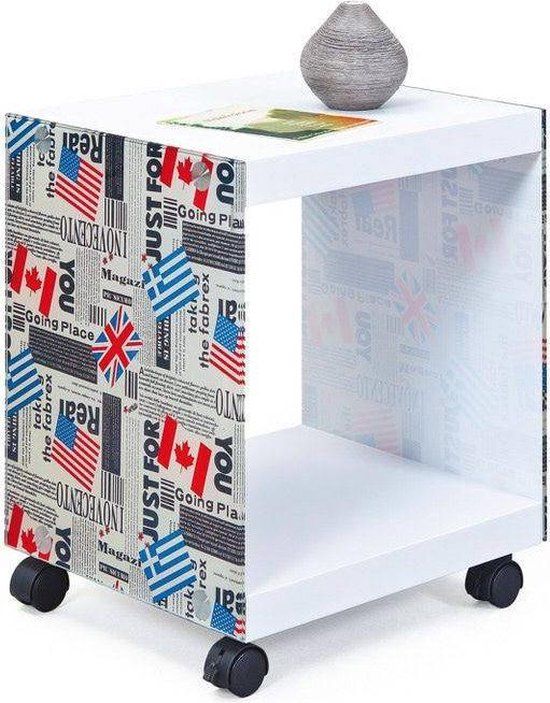 Interlink SAS Flagcube Bijzettafel - Wit/Multicolor - Vierkant - Modern