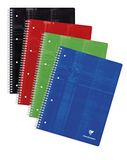 Spiraalschrift Clairefontaine Spiraalschrift A4+ (22,5x29,7cm) 120 afscheurbare bladen met 4-gaats perforatie geruit 5x5mm + kantlijn en hoofding + 4 kleurenstrips - Willekeurige kleur