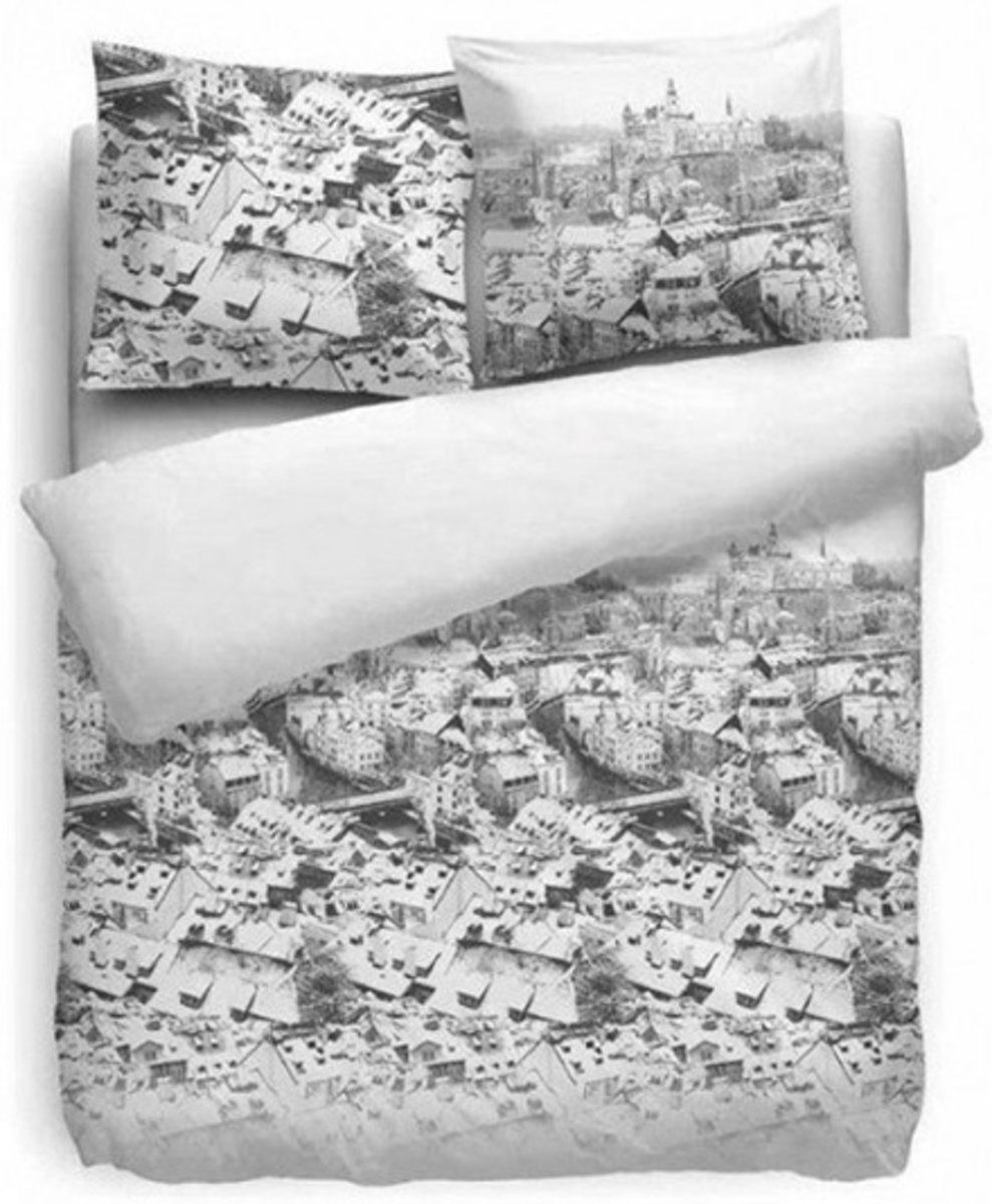 Heckett & Lane HNL Flanel Jackson Dekbedovertrek - Eenpersoons - 135x200 + 80x80 cm - Wit