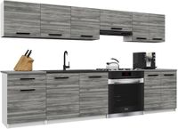 B BELINI GROUP BELINI Keukenblok ITALIA 2 - Keukenmeubel Set 240 cm Grijs Glamour met Werkbladen