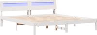 vidaXL Bedframe met hoofdeinde Wit 200 x 200 cm Massief grenenhout