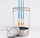 ZenithVibe Artist Brosse portative de nettoyage et de séchage pour pinceaux - Grande capacité - Argent