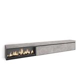 Skraut Home TV-Meubel, Lowboard, Woonkamer, Eetkamer, 317x45x35 cm, Elektrische haard XXL, Moderne stijl, Cement