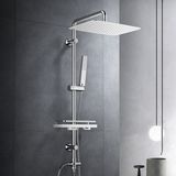 Görbach Regendouche douchesysteem met legplank, roestvrij staal doucheset zonder douchekraan met hoofddouche 35x25 cm chroom