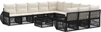 vidaXL Tuinbank - Set - 12 - st - Zwart - en - Crème - Wit - poly - rattan
