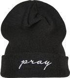 Mister Tee Pray Embroidery Beanie Muts - Zwart/Wit