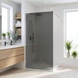 REA Flexi Grey 100 Douchewand - Gehard Glas 8mm - Grijs - Chrome