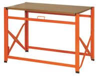 Bahco Draagbare werkbank | metaal met werkblad van MDF | oranje | 1200 mm x 510 mm x 840 mm