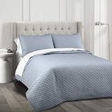 Lush Decor Quilt Diamant Patroon Effen 3 Stuk Oversized Beddengoed Deken Sprei Set, Katoen Polyester, Blauw, Full/Queen