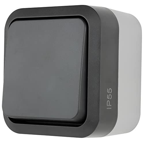 REV AquaStorm, 0004310400, knop - lichtschakelaar, vochtige ruimte IP55, eenpolig, inbouw, antraciet