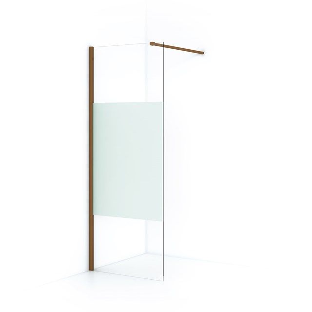 Maxaro Inloopdouche Diamond 80cm 8mm Helder Veiligheidsglas met Matte Strook Koper - 6095825357389