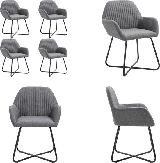 vidaXL Eetkamerstoelen - 4 stuks - Stof - Donkergrijs