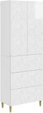 vidaXL Kast - Set - 2 st - 66 x 34,5 x 90 cm - Bewerkt hout - Hoogglans Wit