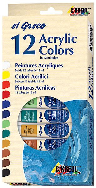 Kreul 28250 - Kunst- & knutselverf - multi - 12 ml - 12 stuks