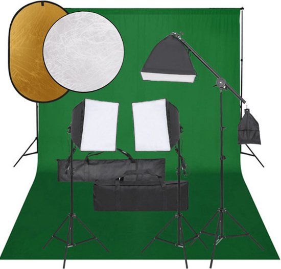vidaXL Fotostudioset met verlichtingsset, achtergrond en reflector