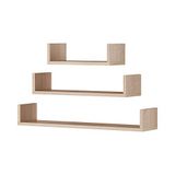 Selsey KASSI - wandrek set van 3/3 minimalistische hangrekken met verhoogde randen, 80/60/40 cm breed (Sonoma)