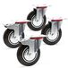 Wiltec Set de roulettes de transport, 200 mm, composé de 2 roulettes pivotantes doubles et 2 roulettes pivotantes avec roues en caoutchouc plein, capacité de charge : 150 kg par roue