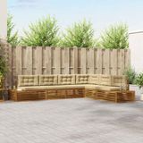 vidaXL 7-delige Buitenbank Set Massief Acacia Hout en Polyester Natuurlijk en Beige