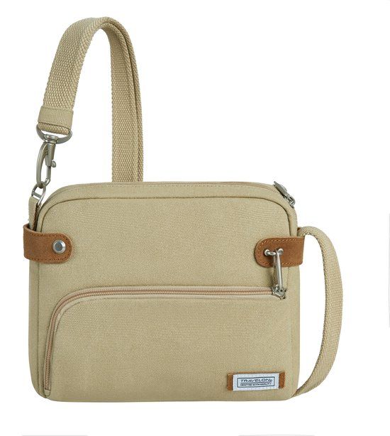 Travelon Heritage Anti-diefstal Crossbody Tas - RFID Schoudertas - Natural