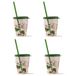 Snips Set Bekers 4 x 385 ml met herbruikbare rietjes, dinosaurus, Made in Italy