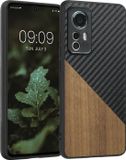 kwmobile Hoesje Geschikt voor Xiaomi 12 / 12X - Backcover - Hout - Donkerbruin / Zwart