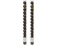 Decoris Mini kerstballen - 28x st - brun foncé - D3 cm - kunststof