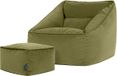 icon - Natalia XL Zitzak Fauteuil met Poef - Fluweel - Olijfgroen