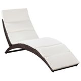 VidaXL Lounge Tuinstoel Gecapitonneerde Zitting Polyrattan, Staal Crème, Wit